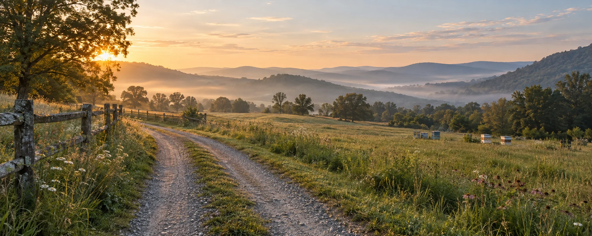 Sunlit hilltop landscape